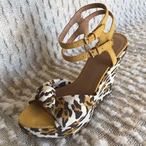 Colin Stuart Leopard Platform Wedge Sandal Size 8